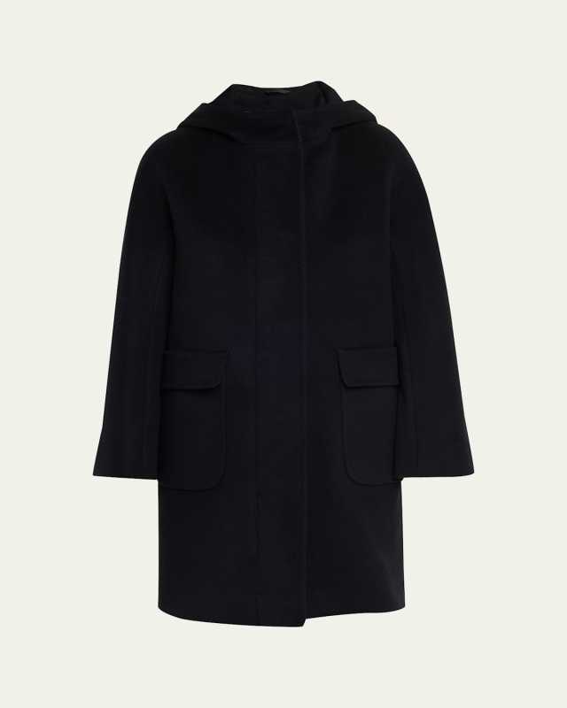 Wool Walking Coat with Hood